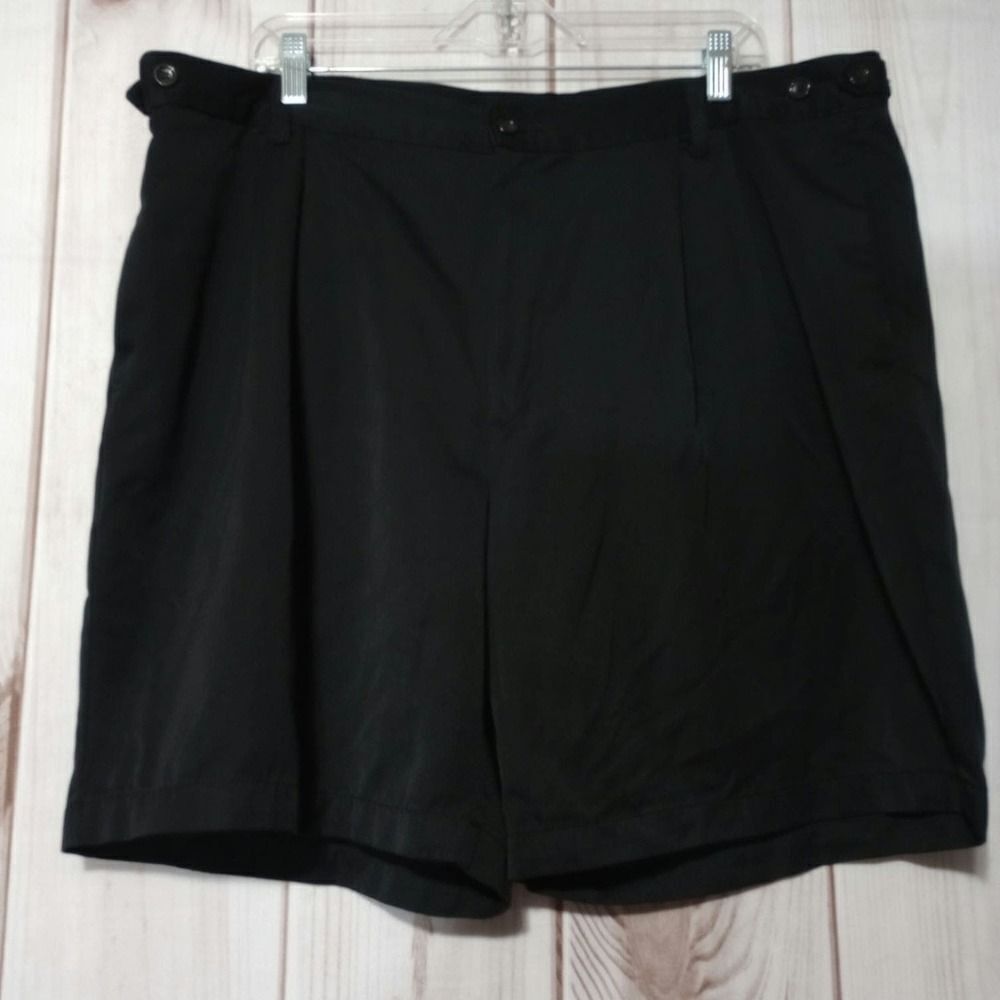 Dockers Mens Black‎ Pleated Microfiber Shorts Size 42 Adjustable Waist Golf
